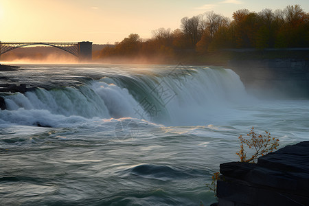 日出的河流背景图片