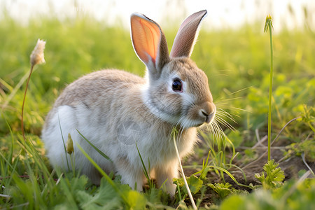 国潮兔子欢快可爱的野兔背景