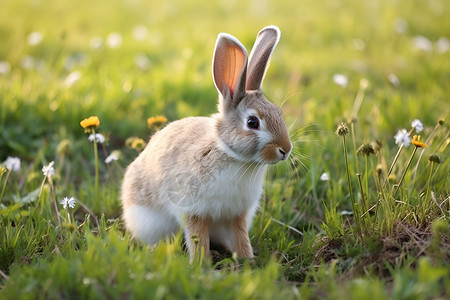 三只小白兔草地上的小白兔背景