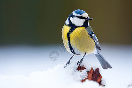 红头山雀冰雪里的小鸟背景