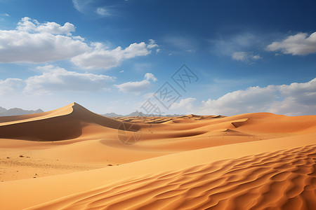 蓝天白云下的沙漠背景图片
