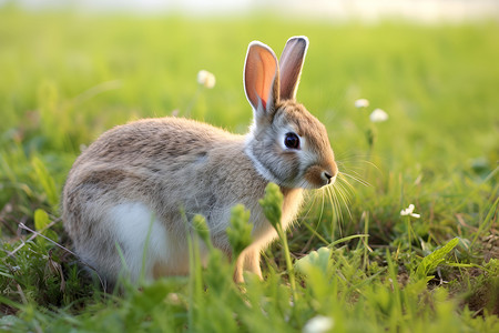 花草间的白兔背景图片