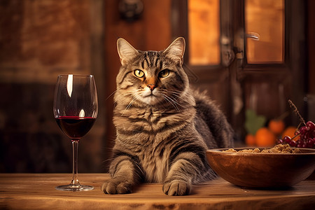 红酒与猫红酒猫素材高清图片