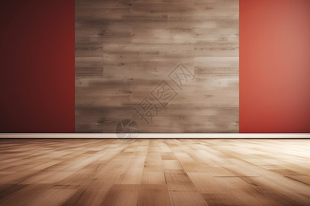 红墙地面木地板和红墙的房间背景