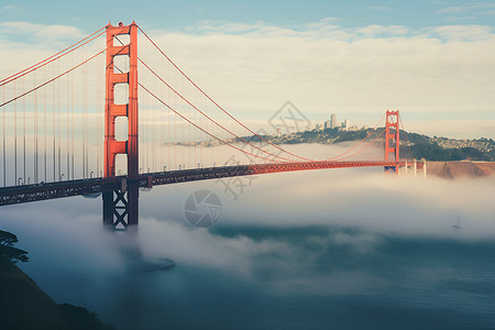 雾气茫茫中的大桥背景图片