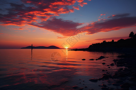 夕阳下的岛屿背景图片