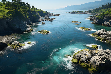 自然画海上岛屿的山水如画背景