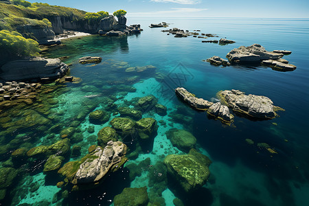 湛蓝的海湾背景图片