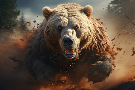 追逐猎物的棕熊背景图片