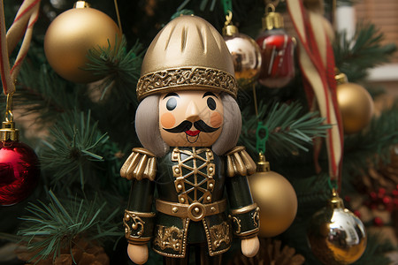 圣诞小士兵圣诞树下的守卫背景