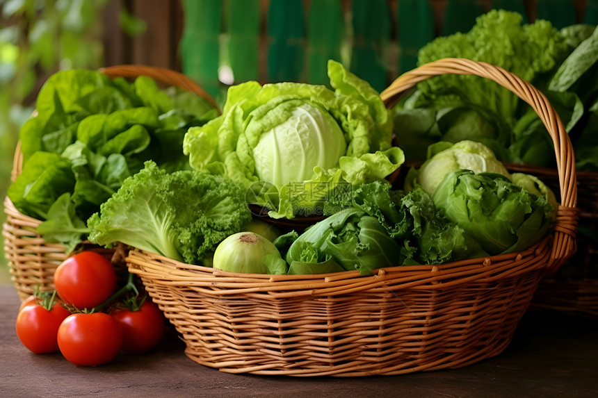 新鲜健康的蔬菜篮子图片