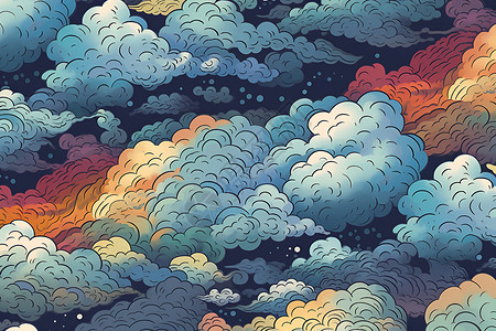 丰富的彩云绘画背景图片