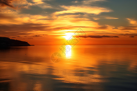 海面上倒影的日落背景图片
