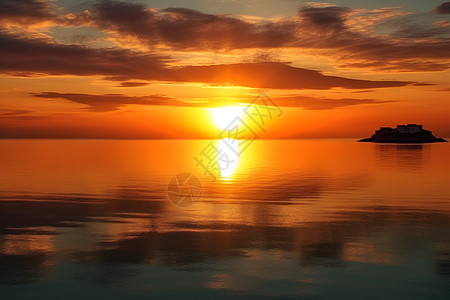 日落时的海面背景图片