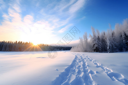 户外森林中的雪地背景图片
