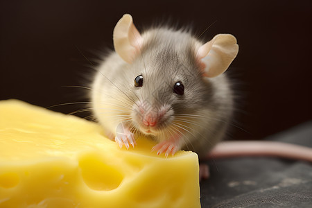 吃奶酪老鼠老鼠吃着一块奶酪背景