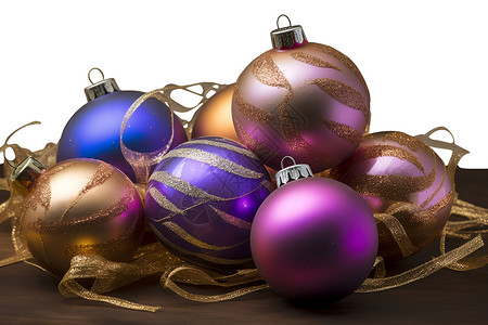 一堆圣诞球装饰品球状物高清图片
