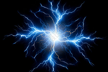 电光火石闪电的蓝色电光设计图片