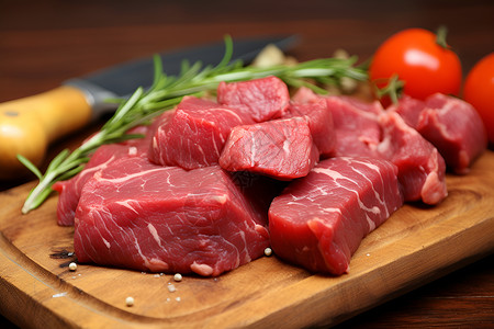 桌面上新鲜的牛肉背景图片