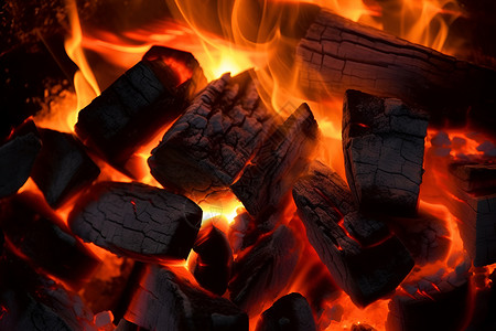 正在燃烧的木炭高清图片