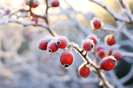 户外果实上的雪背景图片