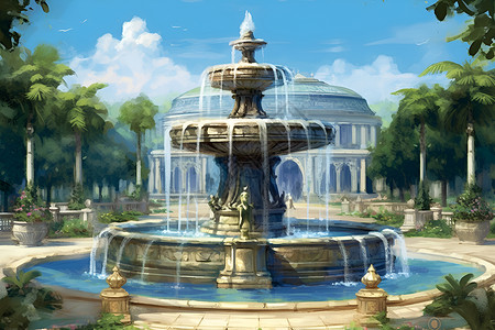 工艺的建筑喷泉背景图片