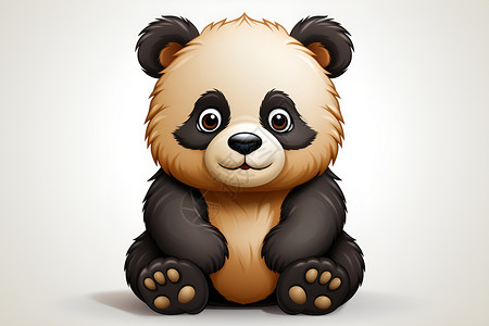 木质熊猫玩具白色背景下的熊猫玩偶插画