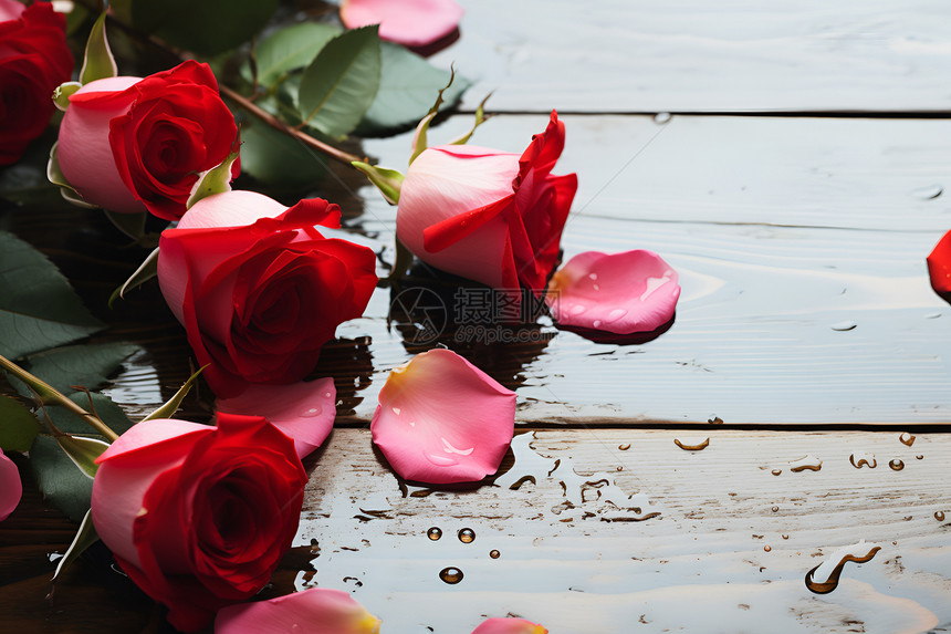 桌面上漂亮的玫瑰花图片
