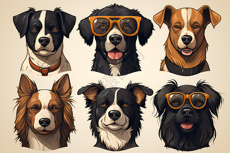 狗狗图标可爱的宠物小狗插画