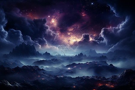 夜幕天空中浓密的雾霾背景图片