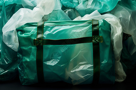 透明塑料素材绿色塑料袋背景