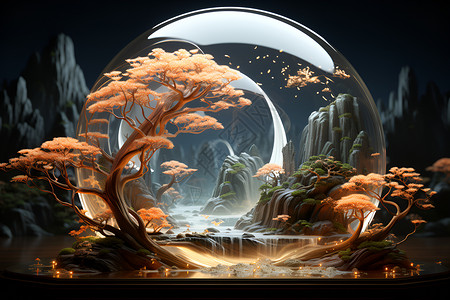 气泡和树背景图片