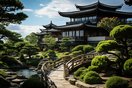 传统的庭院建筑背景图片