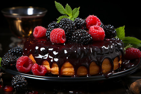 美味的巧克力蛋糕背景图片