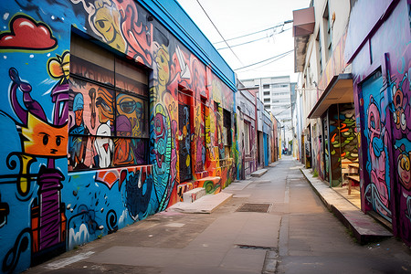 涂鸦艺术街色彩斑斓的街头艺术背景