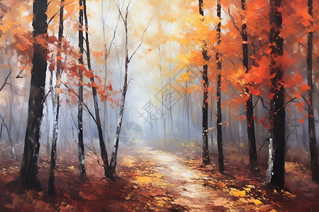 美丽的秋日森林背景图片