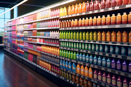 五光十色的超市货架背景图片