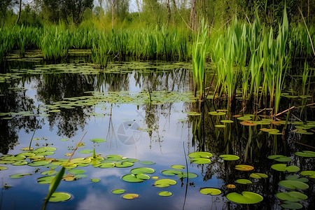 一池芦苇背景图片