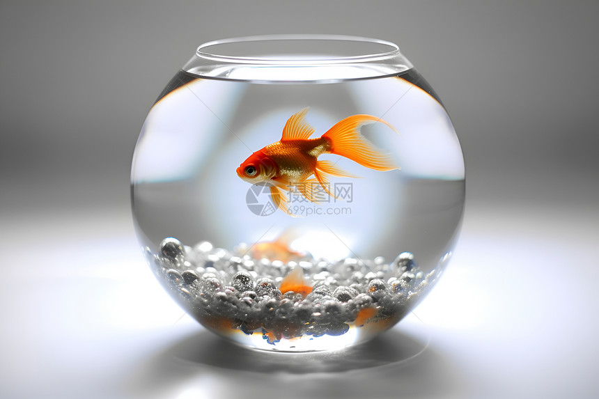 玻璃缸中的金鱼图片