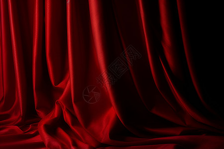 红色丝绒红色绸缎的幕帘背景