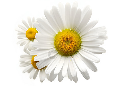 白色雏菊上的黄色中心背景图片