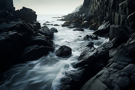 海岸上一块岩石背景图片