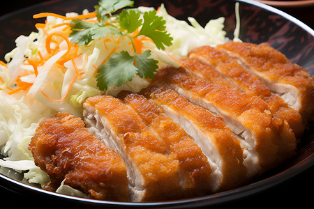 美味的日式炸猪排高清图片