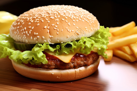 速食的牛肉汉堡背景图片