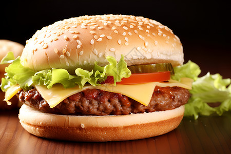 牛肉汉堡快餐背景图片