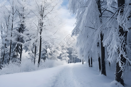 冰雪覆盖的森林高清图片