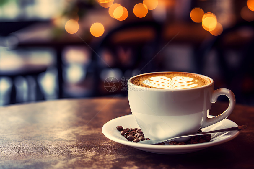 一杯咖啡的清晨艳影图片