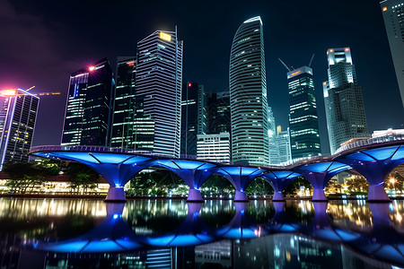 现代城市的市中心夜景背景图片