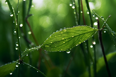 春季生机勃勃的树叶背景图片