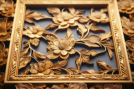 金色装饰花纹立体花纹装饰的相框背景